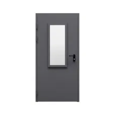 Дверь противопожарная металлическая однопольная типа ДПР-Олимп-01/60К с остеклением угло-торцевая коробка, 0950-2075, Левая, RAL 9004