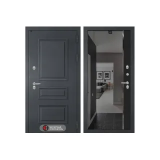 Входная дверь Атлантик с зеркалом Панорама с тонировкой - Черный кварц