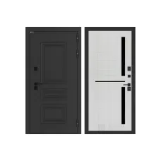 Входная дверь Аляска Лайт 02 - Сандал белый, стекло черное