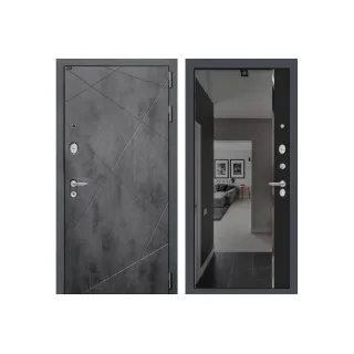 Входная дверь LOFT с зеркалом Панорама с тонировкой - Черный кварц
